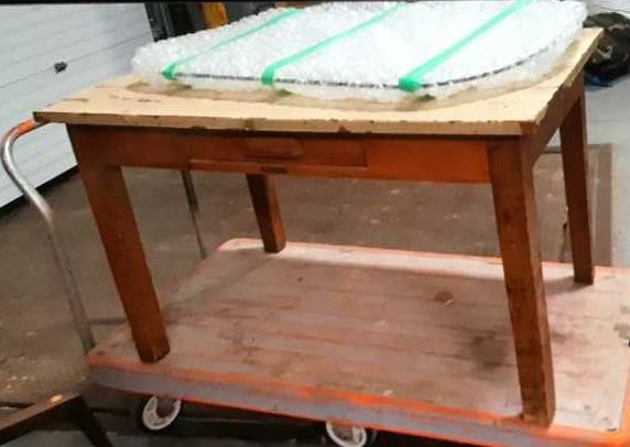 Furnishings, Paper Covered Wooden Table With Drawer, Light Tone Wood, Wood