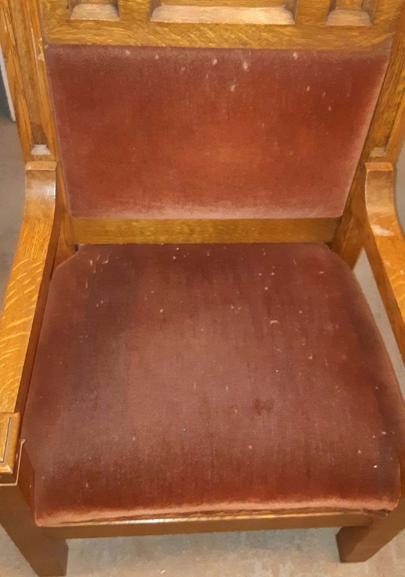 Furnishings, Church Throne, 27"W, 21"D, 52"H, Brown, Rust, Wood, Velvet