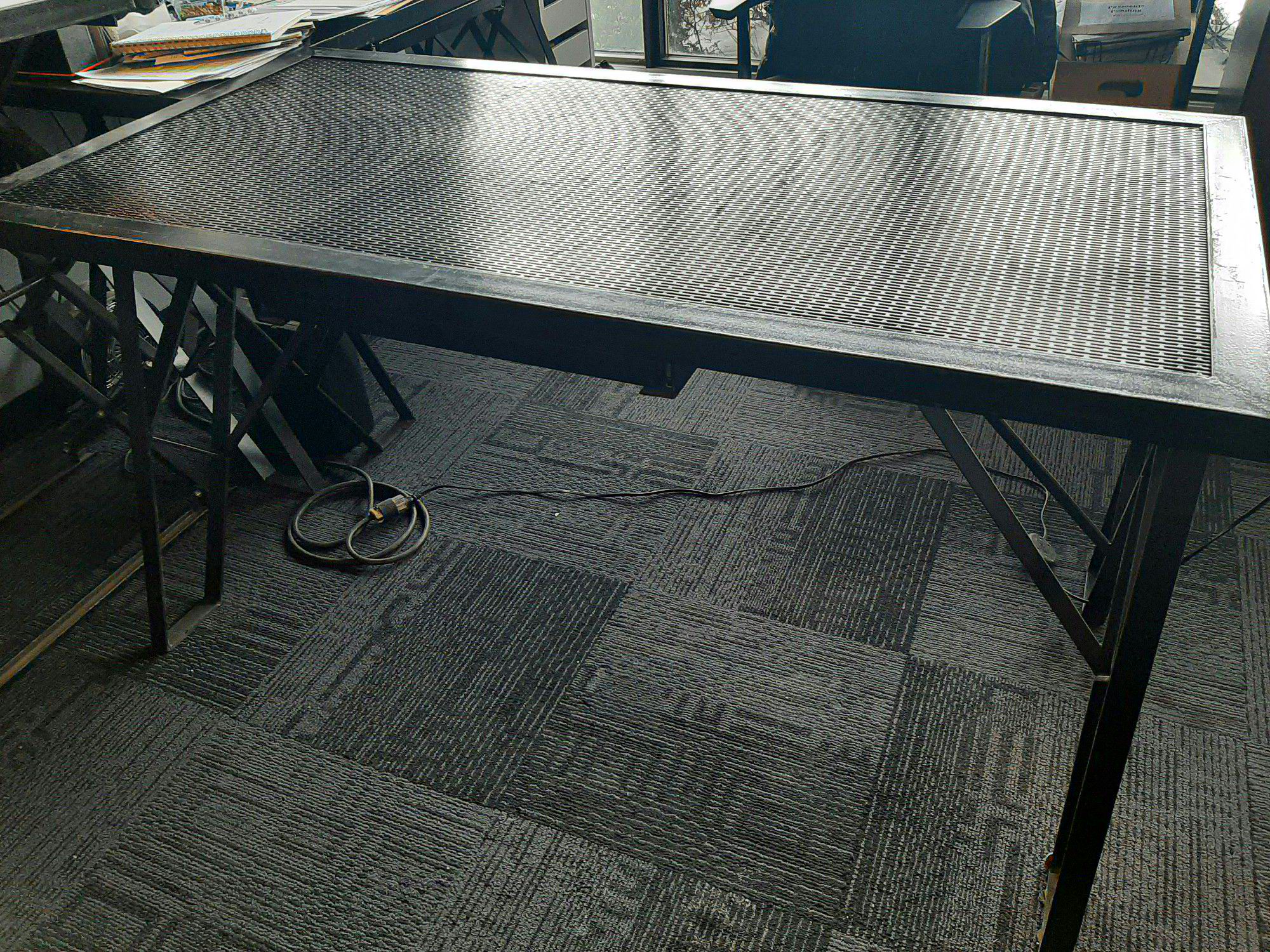 Furnishings, Steel Work Table With Mesh Top, Black, 5' L, 30" D, 32" H, Black, Steel