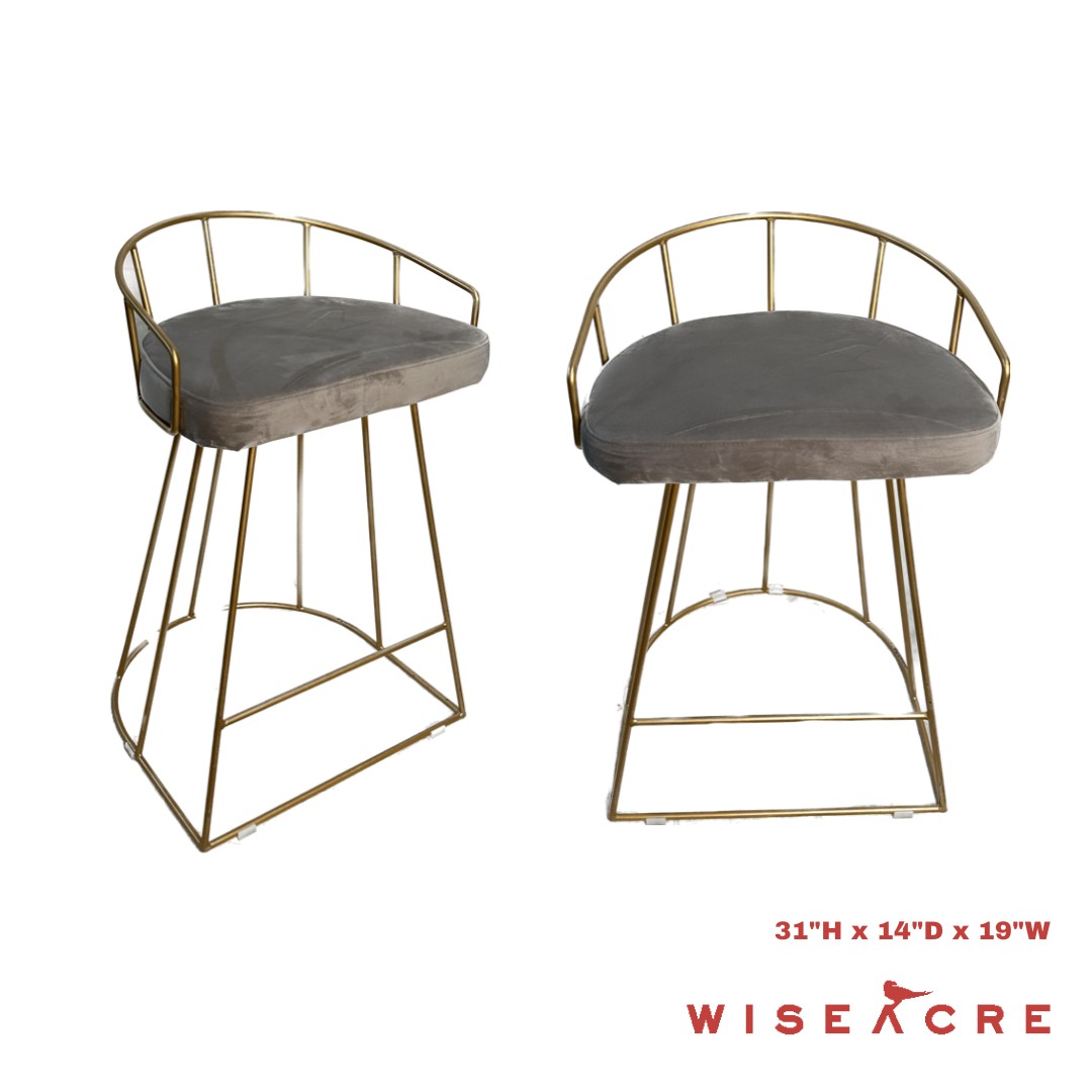 Furnishings, Crescent bar stool with gold legs, Grey, Gold