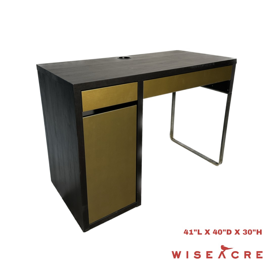 Furnishings, Sleek office desk, Black, Gold