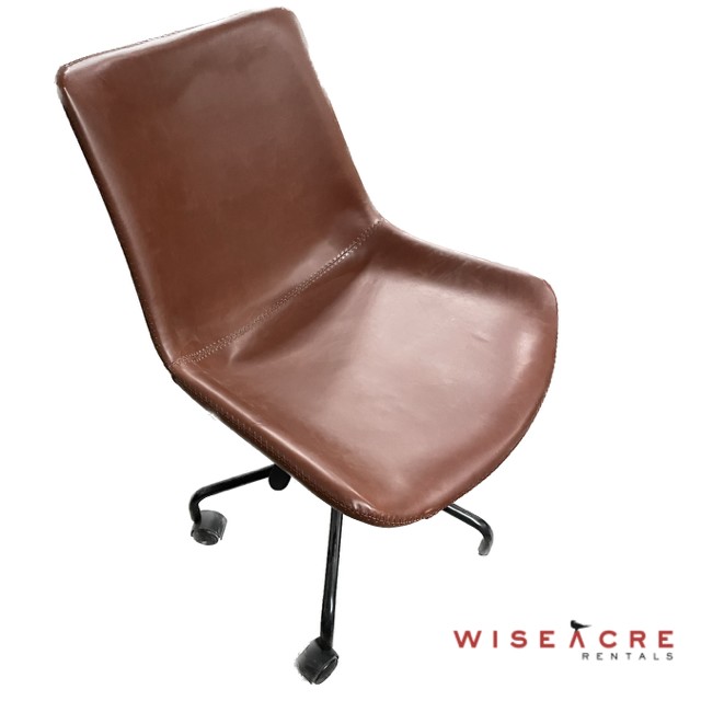 Furnishings, Brown Leather Swivel Office Chair, Brown, Leather