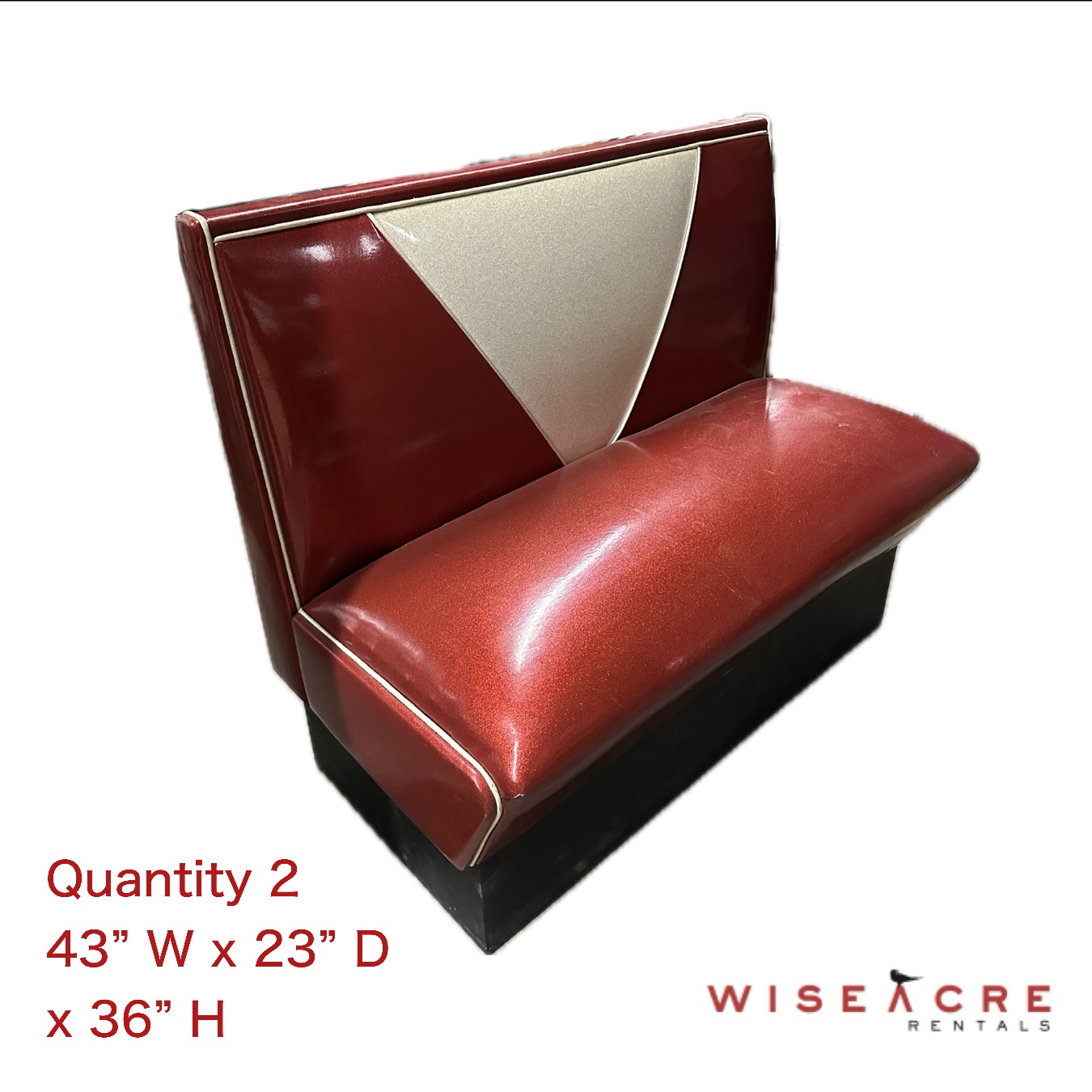 Furnishings, Diner Booth Seat, 43" W, 23" D, 36" H, Red, White, Black