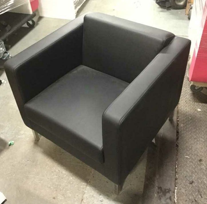 Furnishings, Square Arm Club Chair, Black, Vinyl, Steel