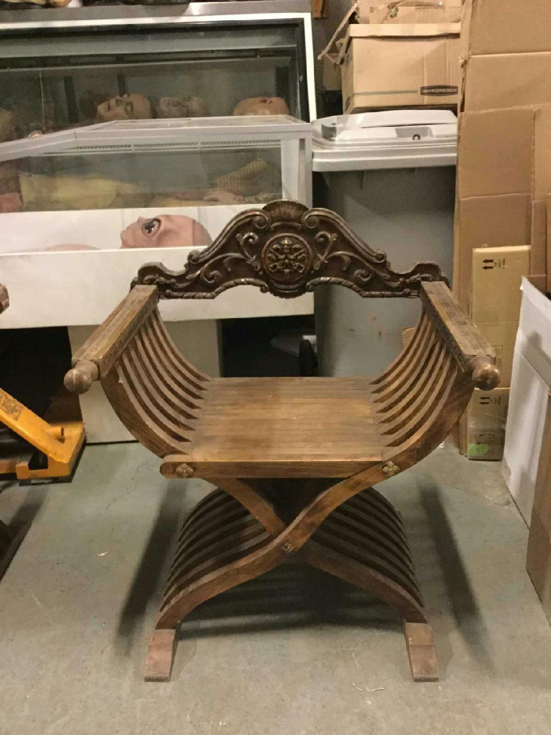 Furnishings, Savonarola Chair, 28" W, 21" H, Mid Tone Wood, Wood