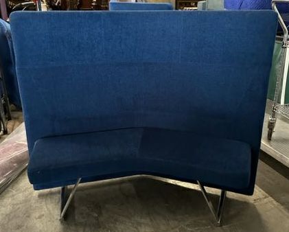 Furnishings, Blue Accent High Back Bench, Blue, Silver, Metal