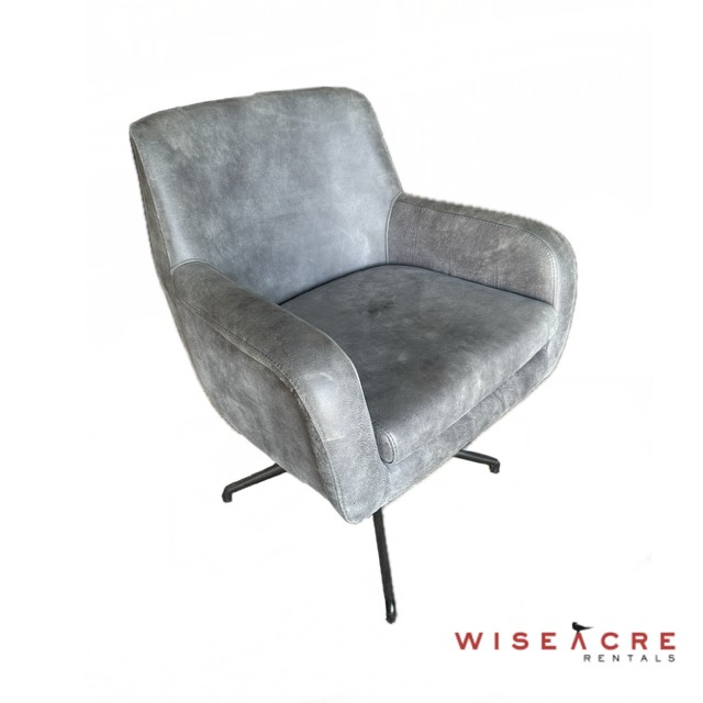 Furnishings, Grey Suede Swivel Chair, Charcoal, Black