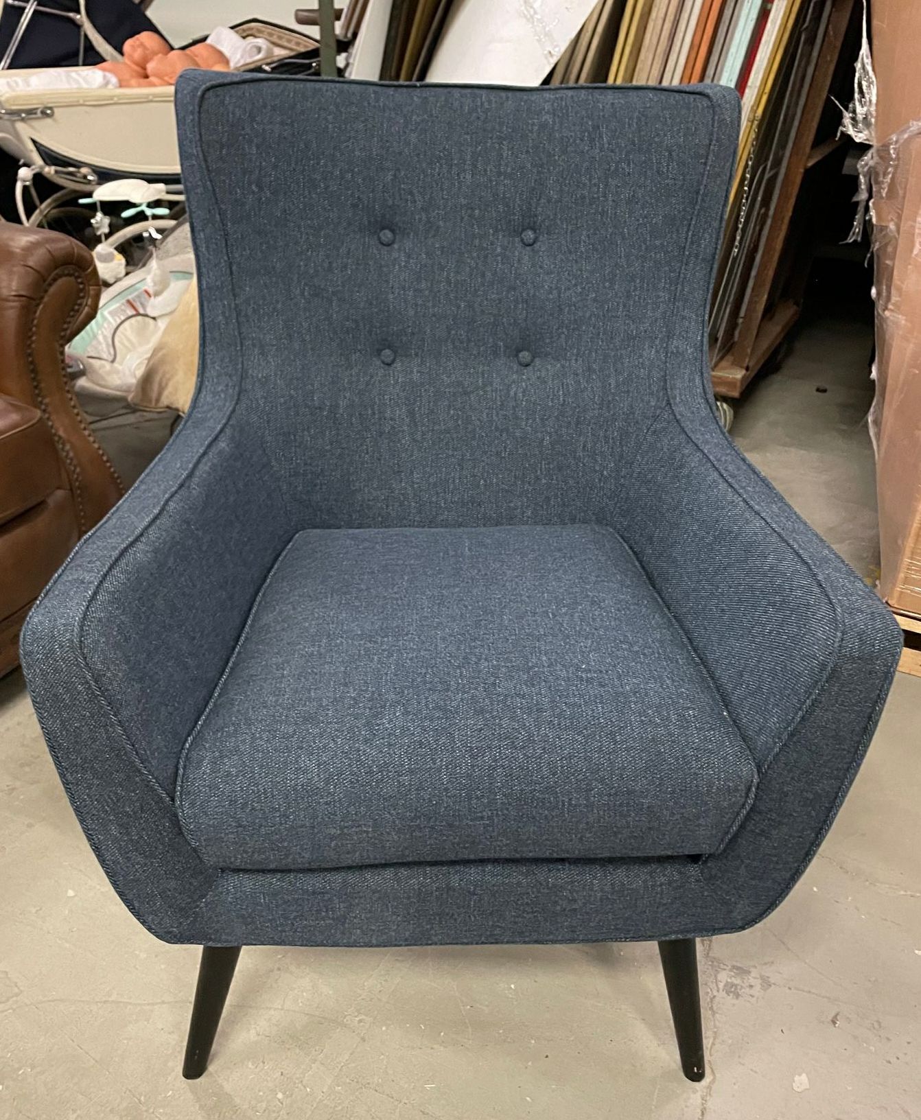 Furnishings, Lounge Chair, Dark Blue, Black