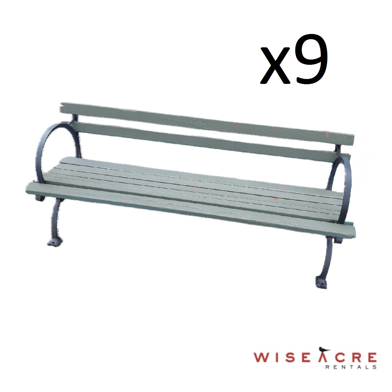 Outdoors & Greenery, Green Outdoor Bench, Sage, Black, Wood, Metal