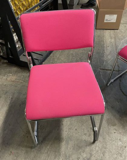 Furnishings, Pink Stacking Chair, Pink, Silver