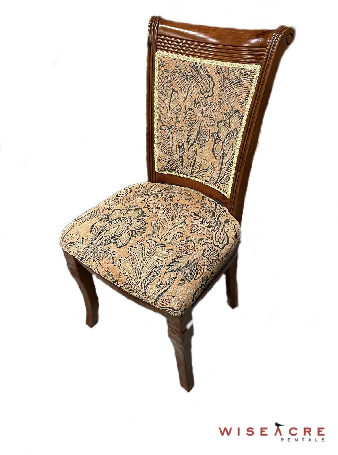 Furnishings, Wooden patterned diner chair, 18'' W, 38'' H, 23'' D, Tan, Brown, Fabric, Wood