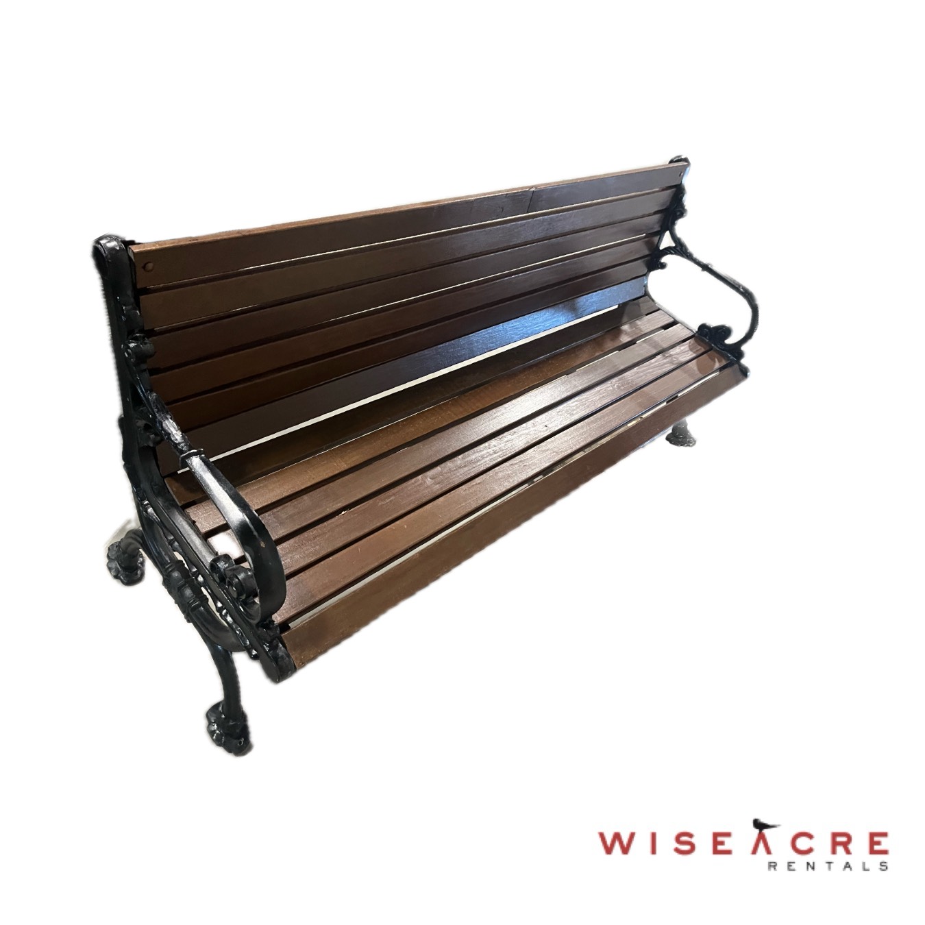 Outdoors & Greenery, Brown Wooden Outdoor Bench, Brown, Black, Wood, Metal