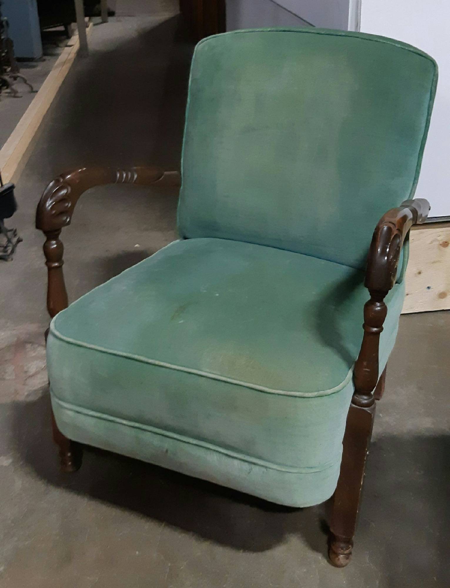 Furnishings, Green, Brown, Velvet, Wood