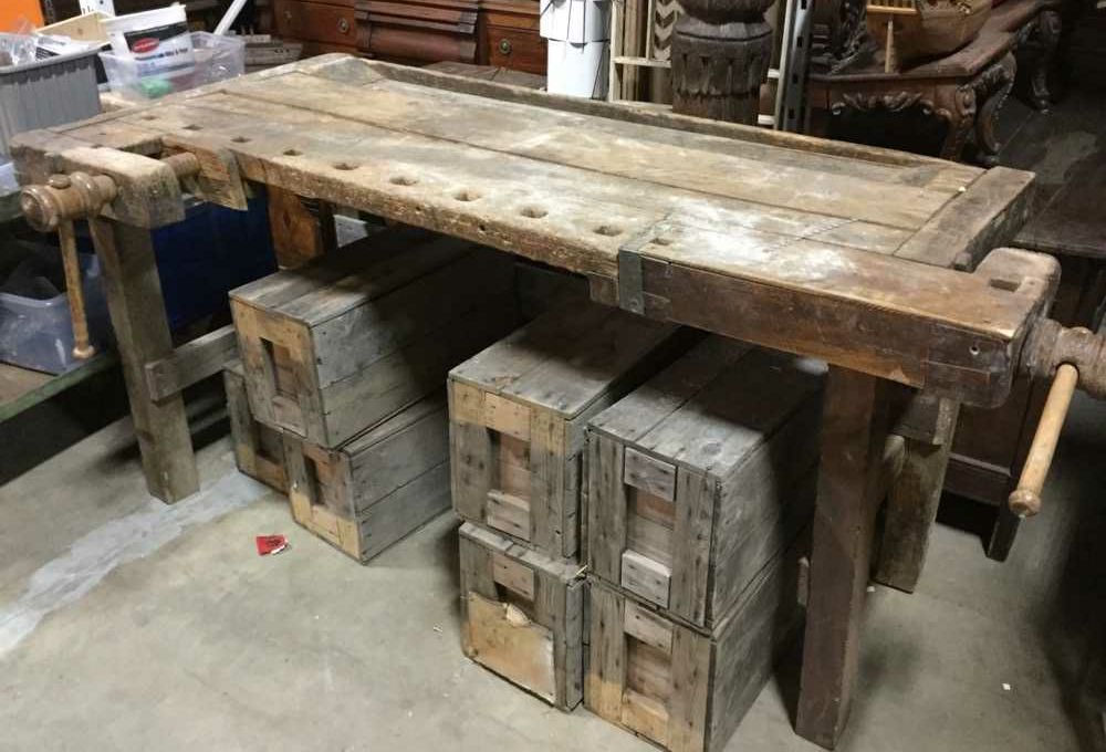 Furnishings, Historic Carpenter/ Craftsman Work Table, 79" W, 41" D, 36" H, Light Tone Wood, Patinaed Or Distressed, Wood