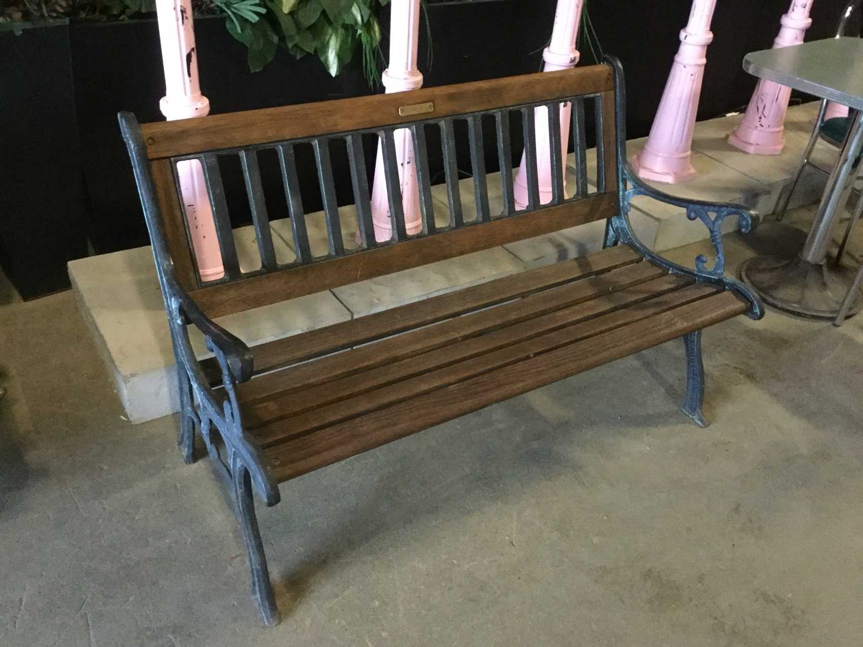 Outdoors & Greenery, Outdoor Brown Bench, 50" W, 24" D, 32" H, Brown, Black