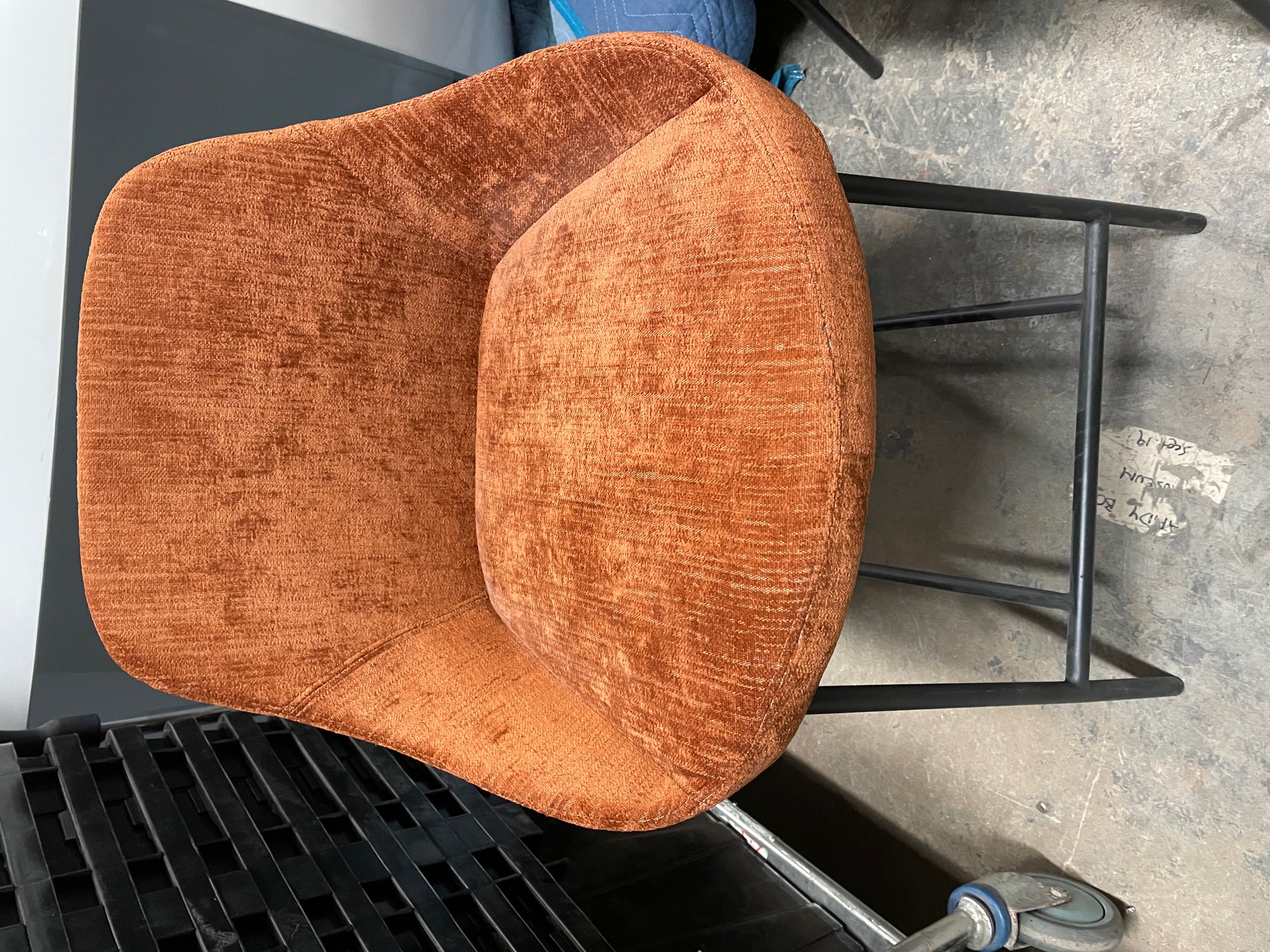 Furnishings, Plush suede tall stool, Burnt Orange