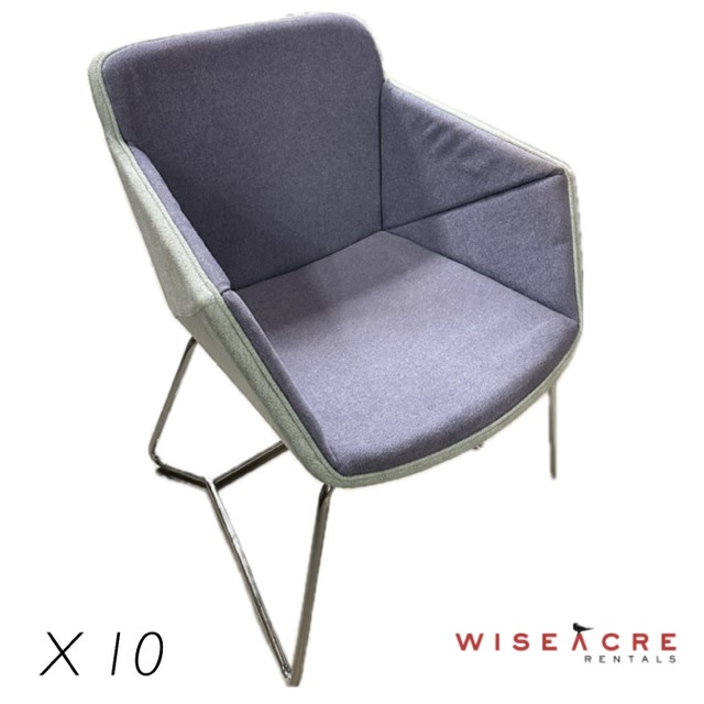 Furnishings, Fabric chair with metal legs, Purple, Blue, Silver