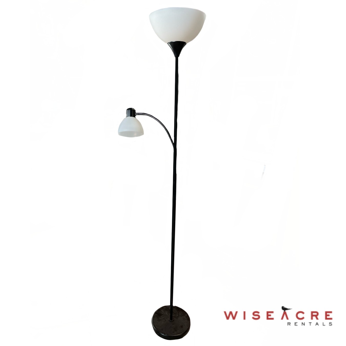 Lighting, Metal floor lamp with 2 lights, plastic shades, Black, White
