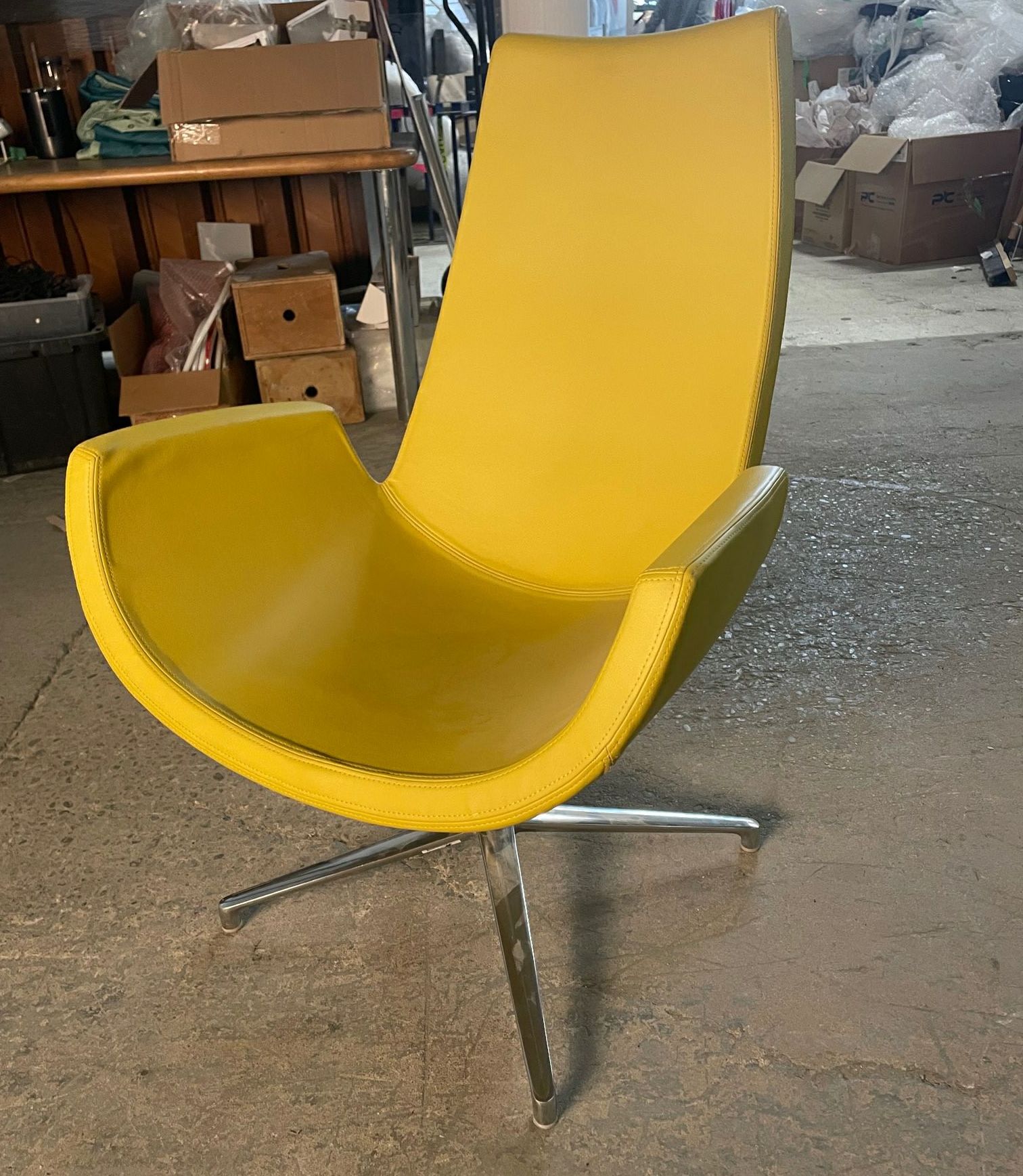 Furnishings, Reclining Swivel Chair, Yellow, Silver