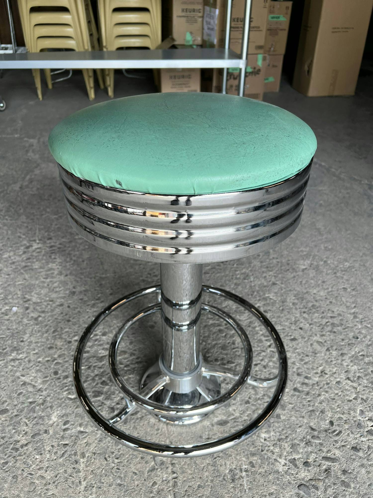 Furnishings, Aqua Diner Booth Chair, Aqua, Silver, Leather