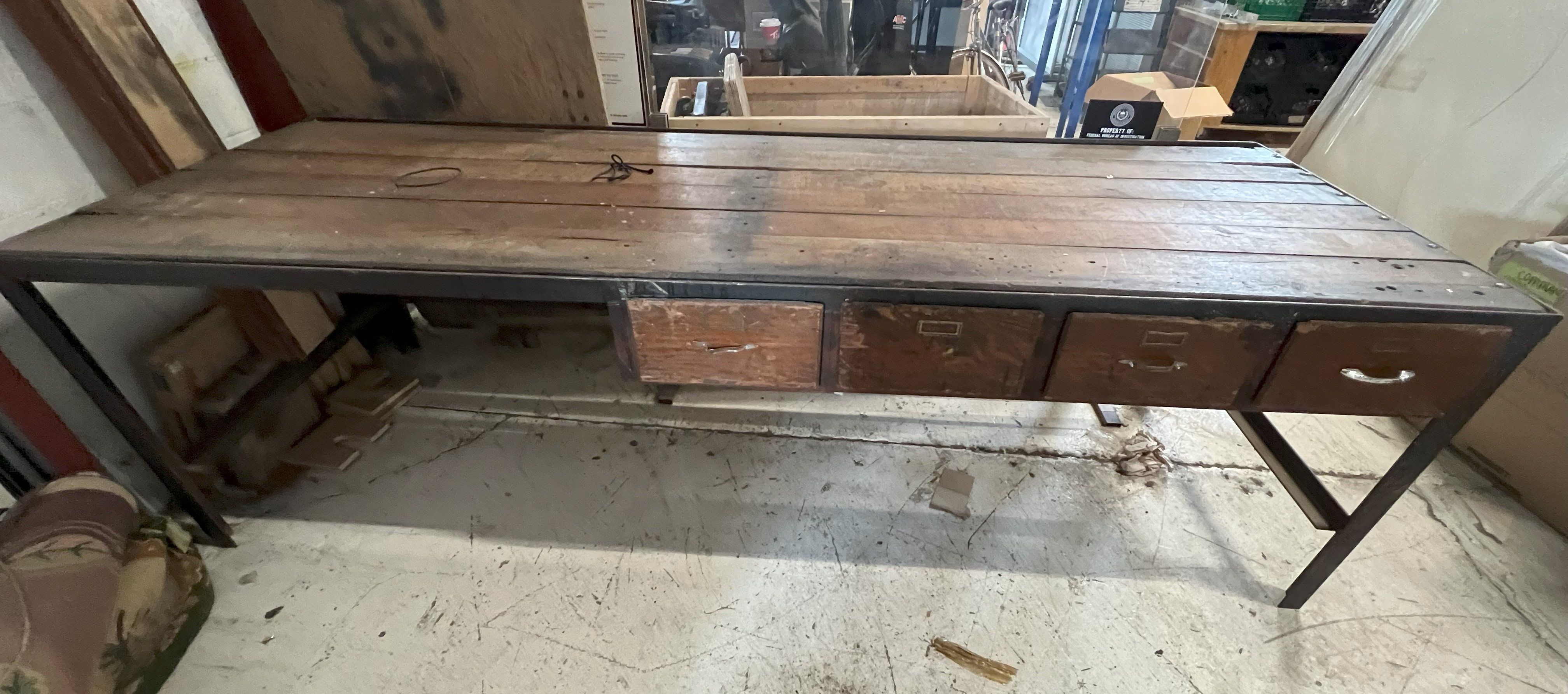 Furnishings, 108" W, 36" D, 33" H, Black, Brown, Metal, Wood