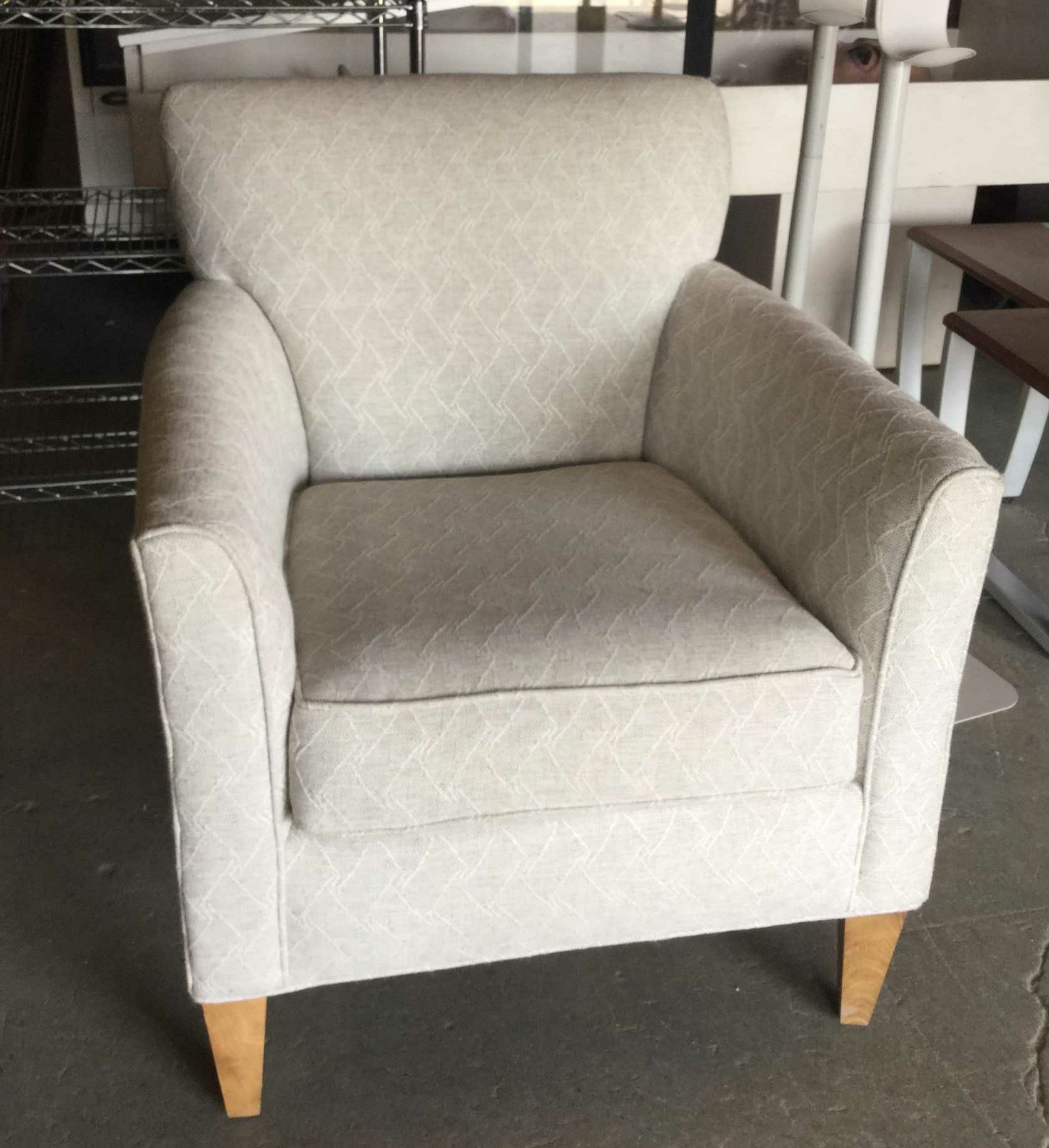 Furnishings, Arm Chair, 30" W, 29" D, 34" H, White, Fabric, Wood