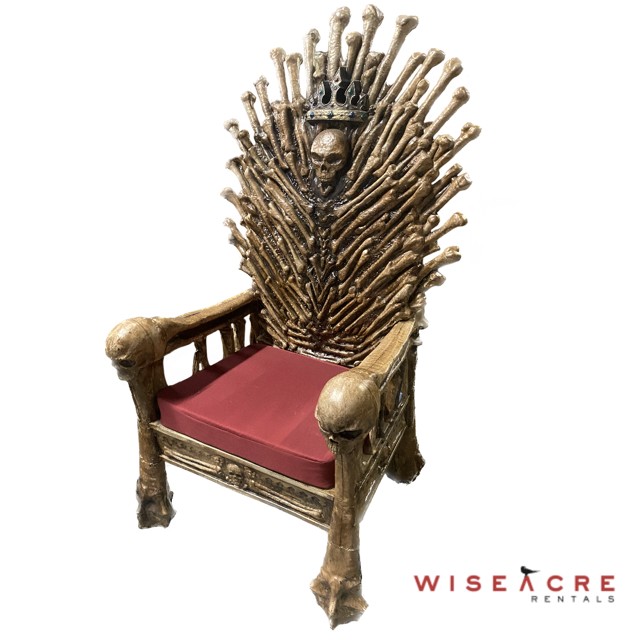Furnishings, Skull throne, Brown, Beige, Red, Plastic, Fabric