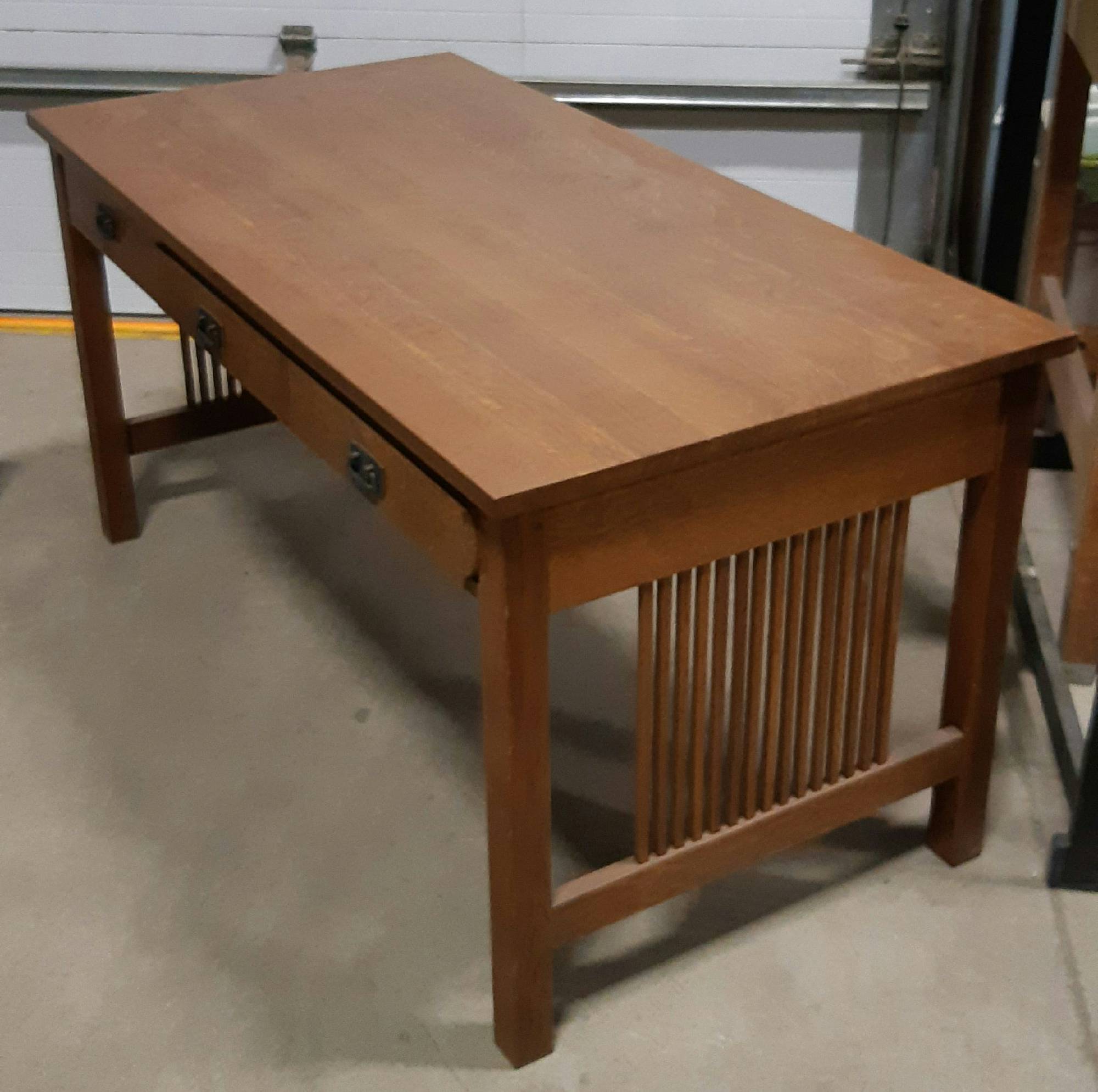 Furnishings, Medium / Red Wood Desk, 60"W, 30"D, 30"H, Medium Brown, Wood