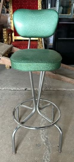 Furnishings, Teal Stool, Teal, Silver, Metal, Fabric