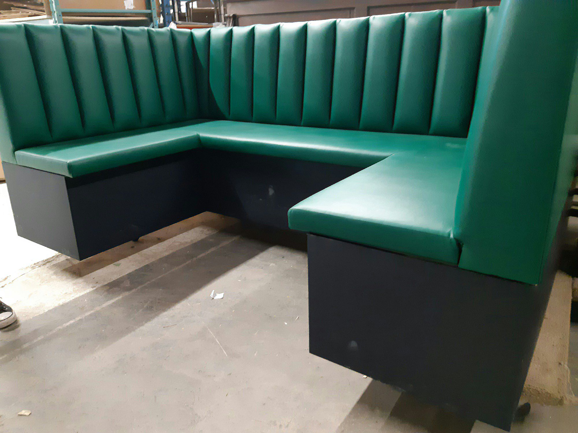 Furnishings, Dining Booth Bench, 39"H, 53" D, 91"W, Green, Off White, Wood, Solid