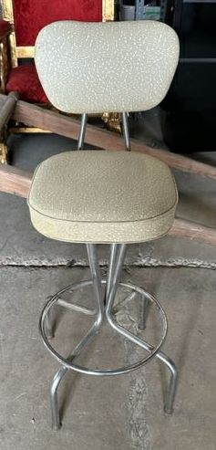 Furnishings, Cream Stool, Cream, Silver, Metal, Fabric