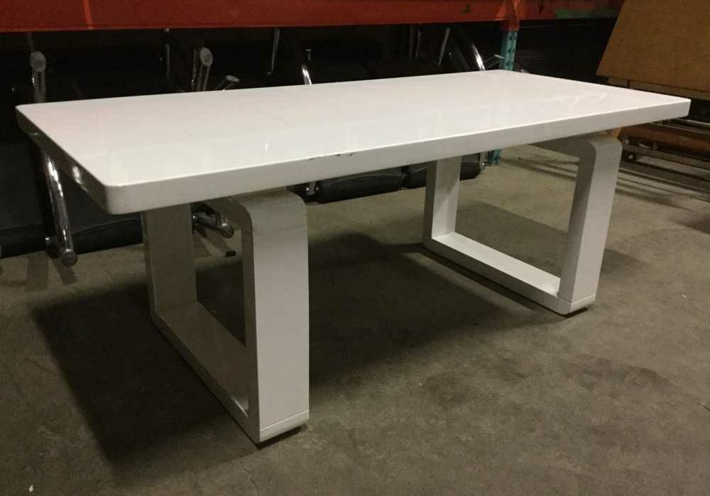 Furnishings, High Gloss White Top With Chrom U' Shaped Bases, 79" W, 35" D, 30"H, White, Wood, Metal, Modern