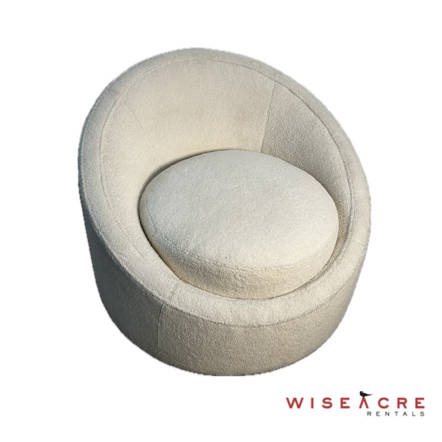 Furnishings, Swivel Chair, White, Fabric, Metal