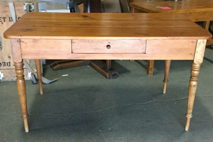 Furnishings, Wooden Work Table With Drawer, 56"W