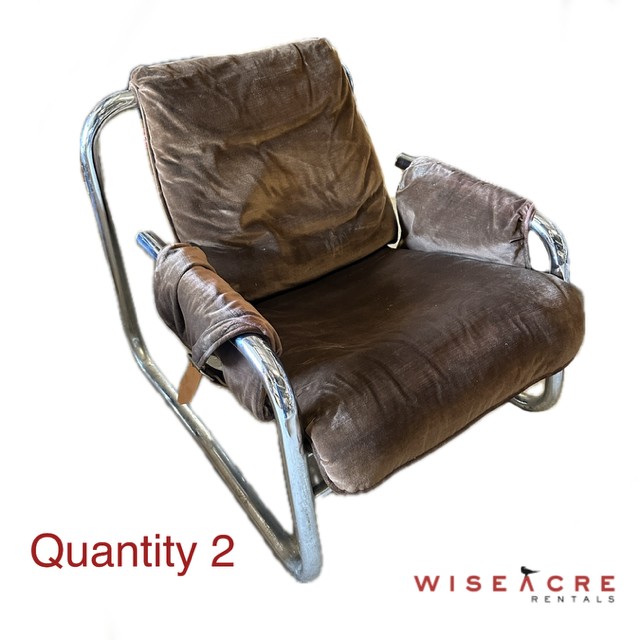 Furnishings, Brown Suede Chair, Brown, Silver, Suede, Metal