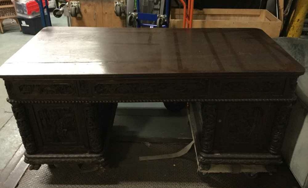 Furnishings, Wood Desk, 72"W, 36"D, 31"H, Dark Brown, Wood