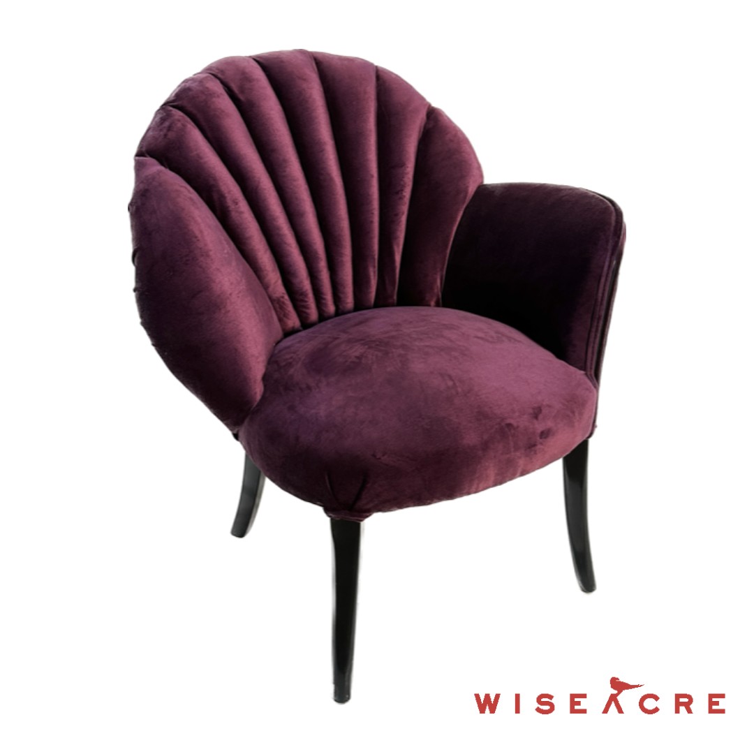Furnishings, Plush chair with shell back, Plum