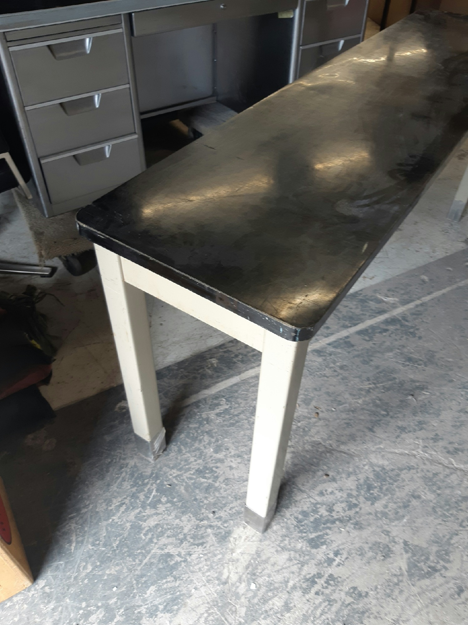 Furnishings, Long Desk Steel Legs, 72"W, 18"D, 31.5"H, Black, Grey
