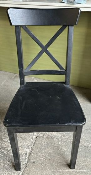 Furnishings, Black Wood Dinning Chair, Black, Wood
