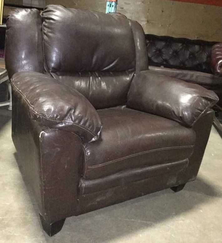 Furnishings, Back Is Removable, 39" W, 34" D, 38" H, Brown, Leather
