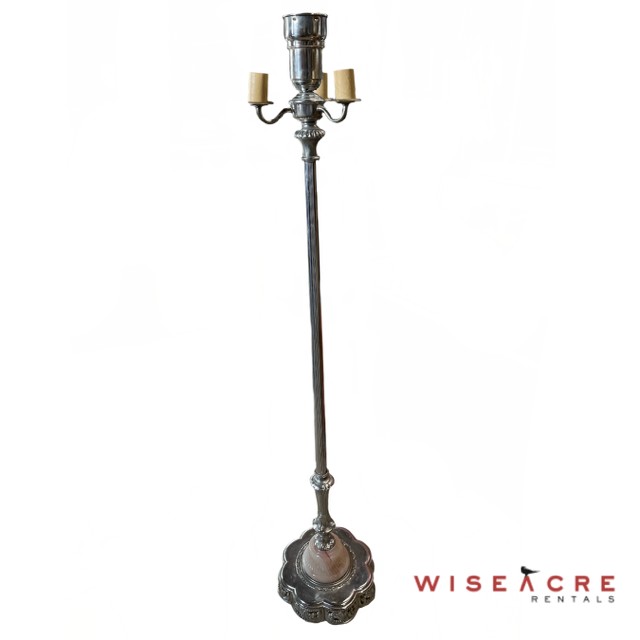 Lighting, Metal floor lamp with decorative marble base, Silver, Rose
