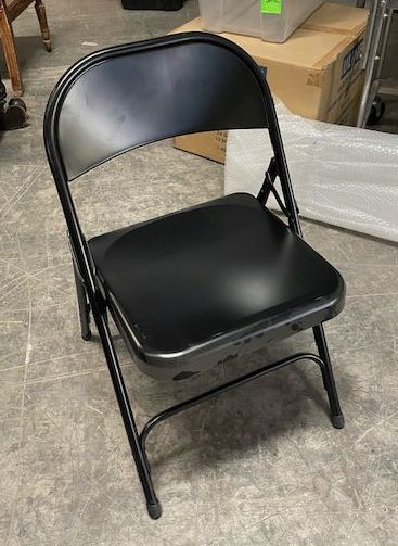 Furnishings, Folding chair, Black, Metal