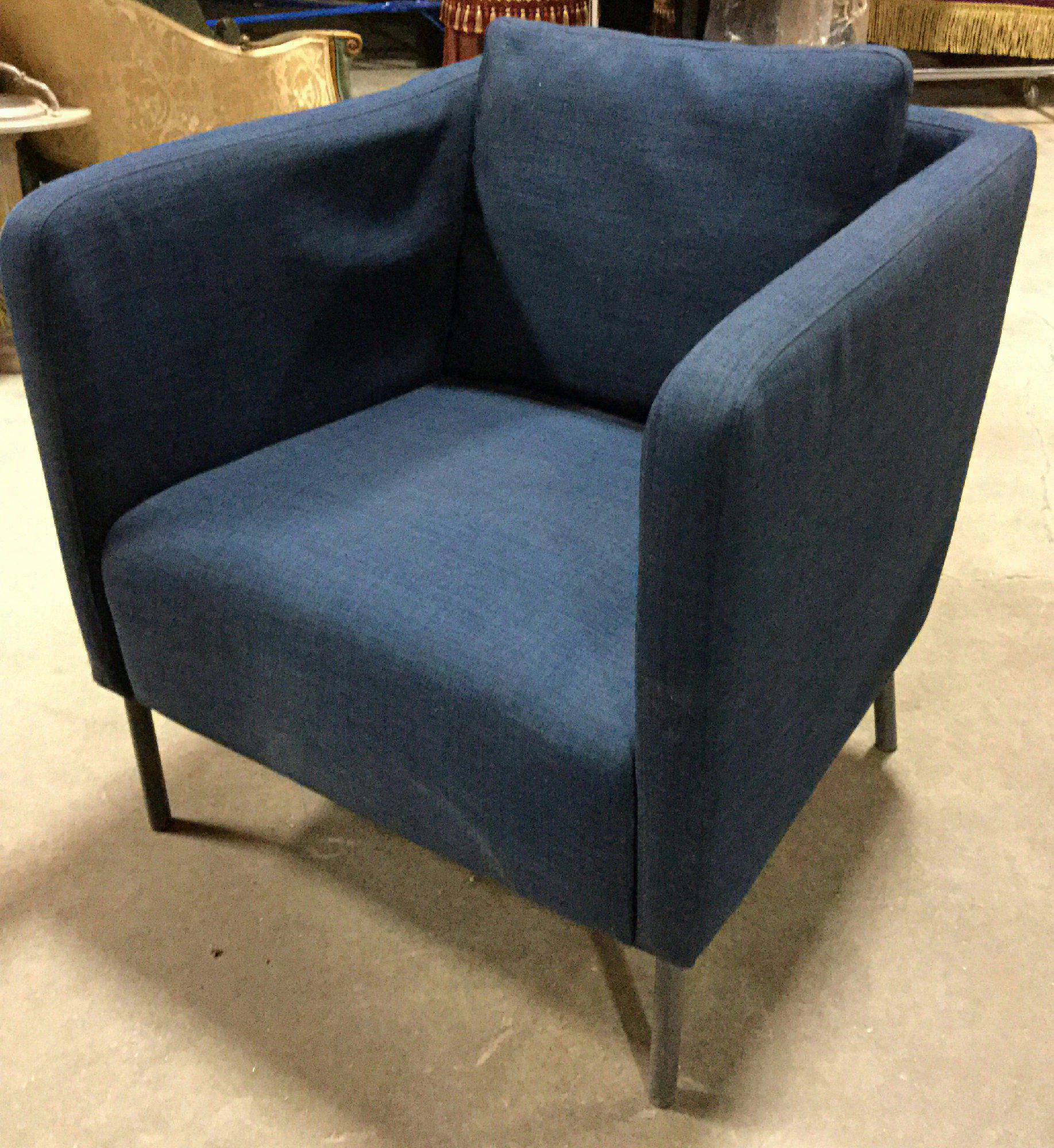 Furnishings, Upholstered Club Chair, 27" W, 27" D, 28" H, Navy, Fabric