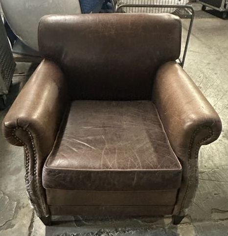 Furnishings, Brown Leather Armchair, Brown, Leather