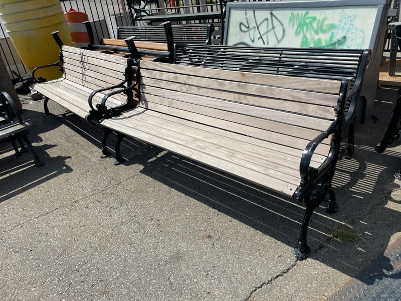 Outdoors & Greenery, Park Bench With Brown Slates, Brown, Black, Wood, Iron