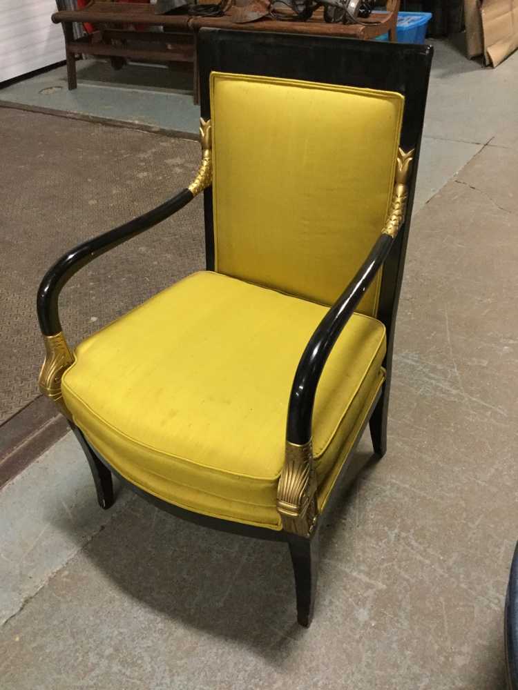Furnishings, Armchair With Fish Head Handholds, Yellow, Black, Vinyl, Wood