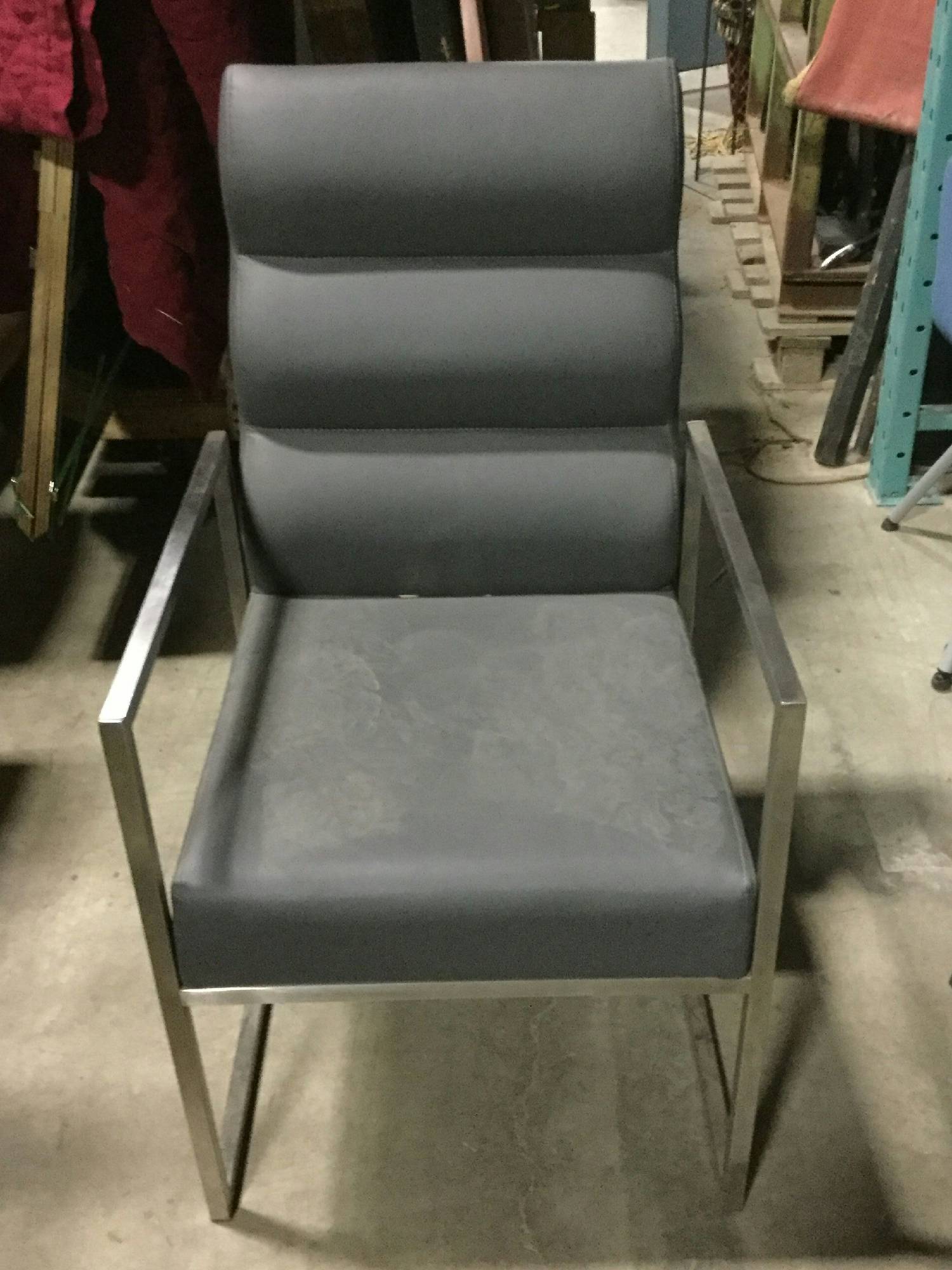 Furnishings, Vinyl Metal Armrest, Grey, Silver