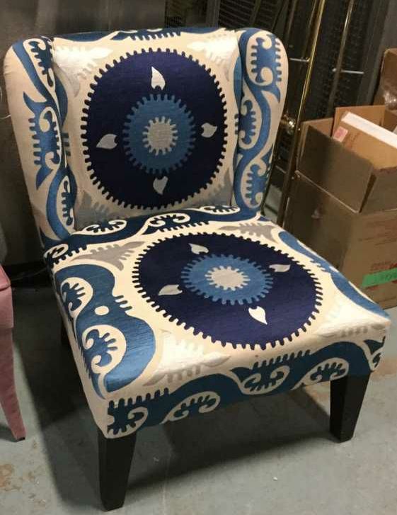 Furnishings, Slipper Chair , Blue, White