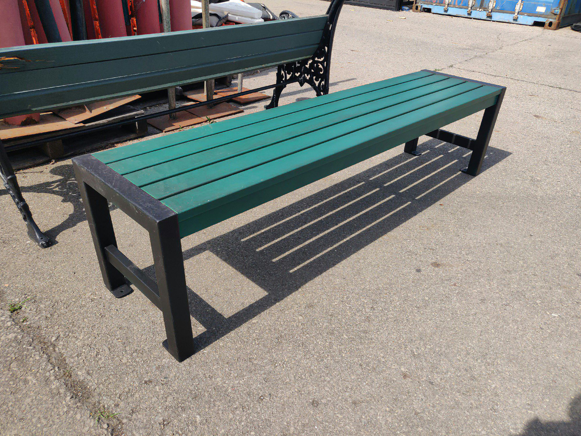 Outdoors & Greenery, Black Backless Outdoor Bench, 6'W, 1.5'D, 2'H, Black, Metal