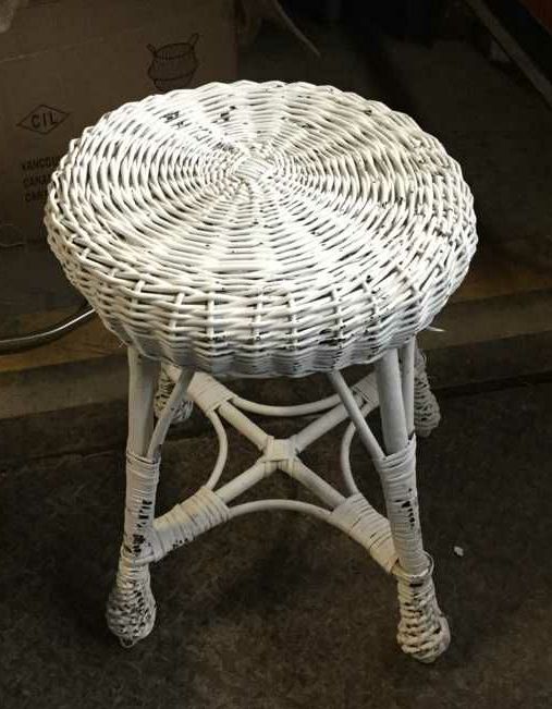 Furnishings, Wicker Stool, White
